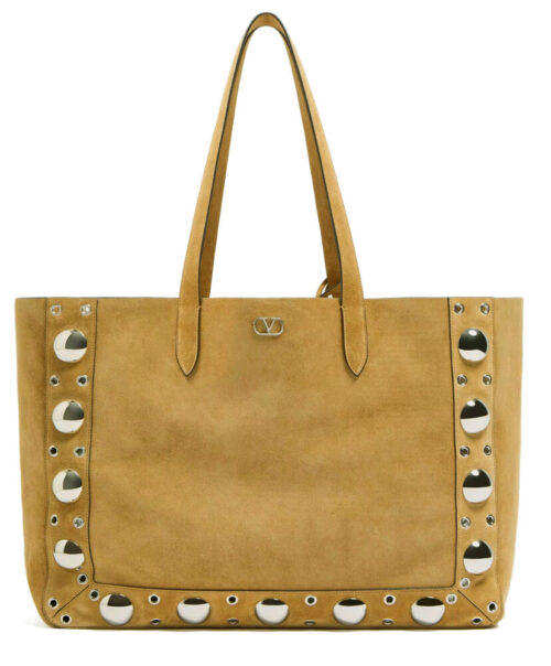 Valentino Garavani Nellcote Large Suede Shopping Bag Coffee